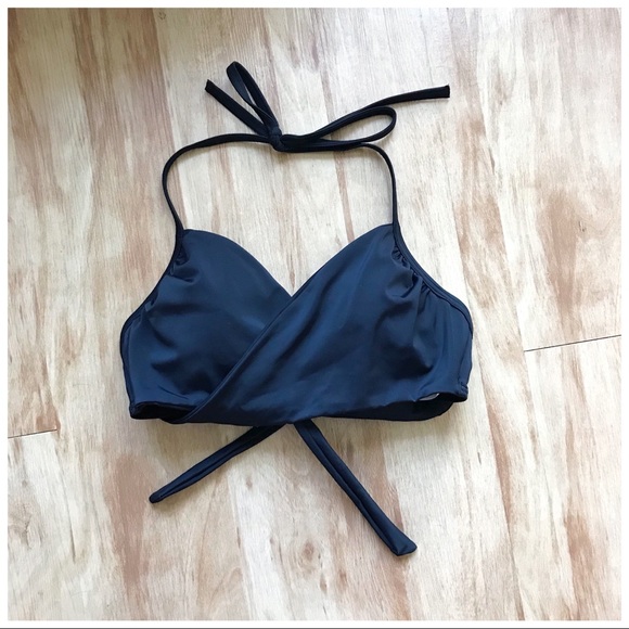 Sundazed Simone Wrap Front Black Bikini Swim Top - Picture 2 of 5